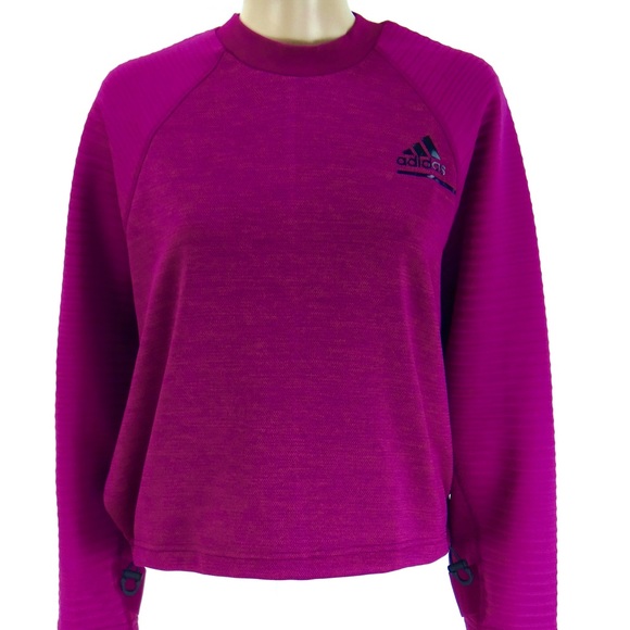 ADIDAS Sweatshirt Women’s SIZE MEDIUM Power Berry Purple ZNE Pullover Top NEW - Picture 8 of 15